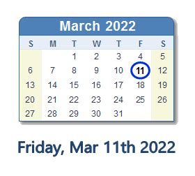 March 11, 2022 .